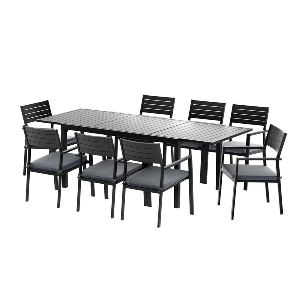 Gardeon Outdoor Dining Set 9PCS Aluminum Extendable Table Chairs Patio Furniture-1