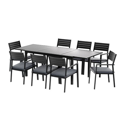 Gardeon Outdoor Dining Set 9PCS Aluminum Extendable Table Chairs Patio Furniture-1