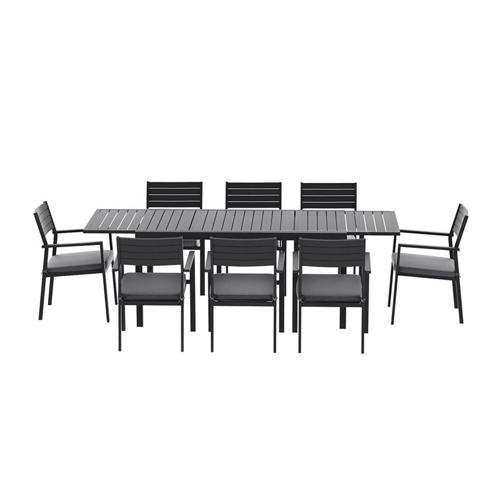 Gardeon Outdoor Dining Set 9PCS Aluminum Extendable Table Chairs Patio Furniture-3