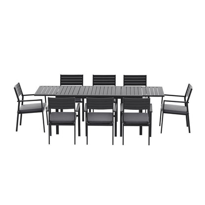 Gardeon Outdoor Dining Set 9PCS Aluminum Extendable Table Chairs Patio Furniture-3