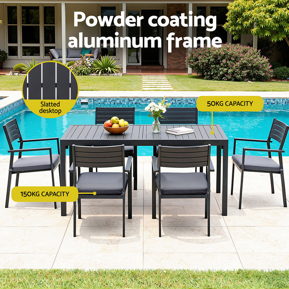 Gardeon Outdoor Dining Set 9PCS Aluminum Extendable Table Chairs Patio Furniture-4