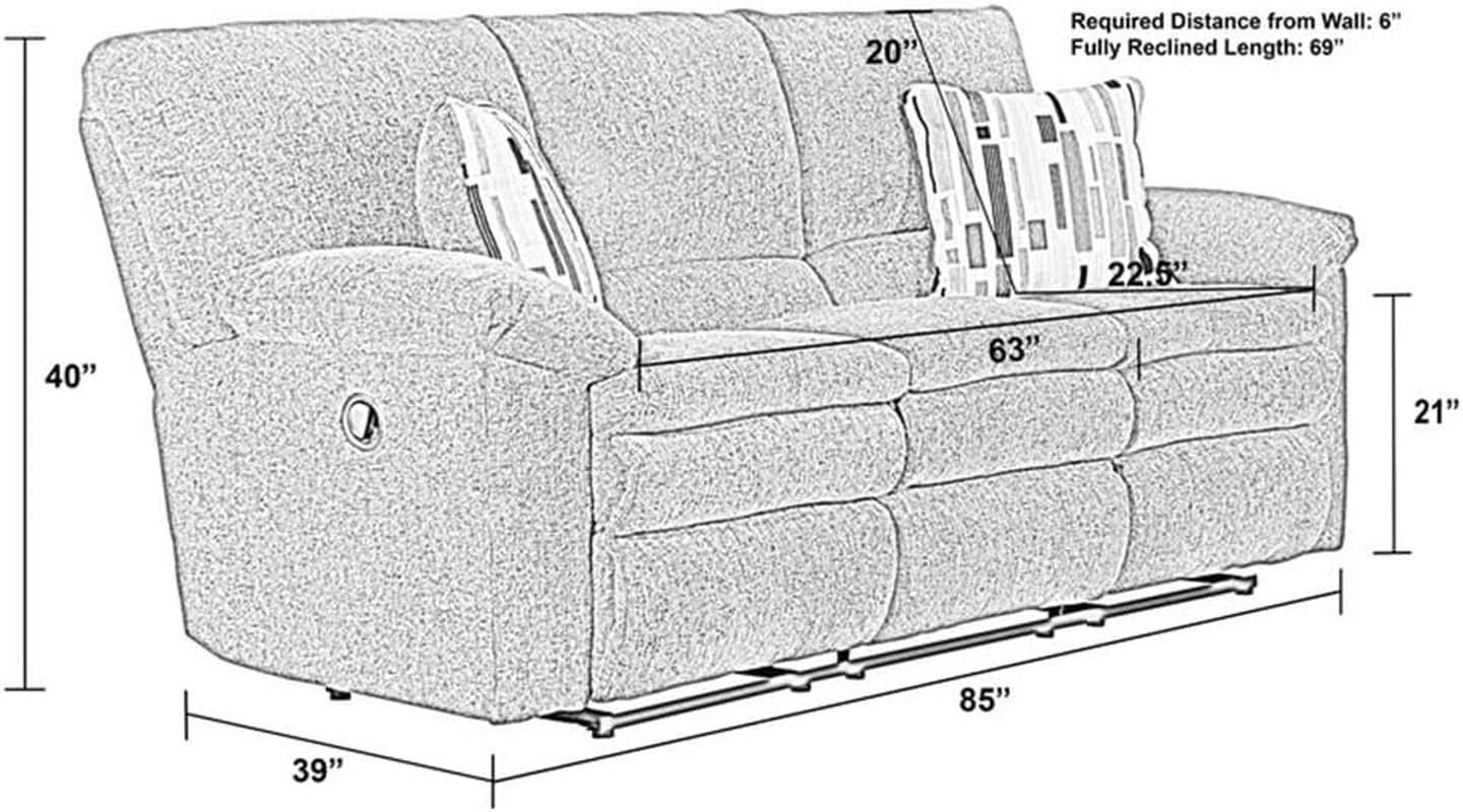 Power Reclining Sofa In Charcoal Gray Polyester Fabric-1