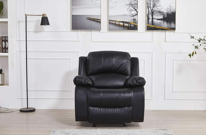 Bonded Leather Reclining Glider Sofa Set Black 3 Piece-3