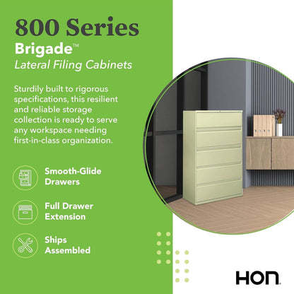 Putty 5 Drawer Lateral File Cabinet With Lock Office Filing-2