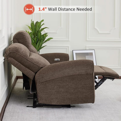Fabric 64.6 Inch Dark Brown Wall Hugger Power Recliner Loveseat-3