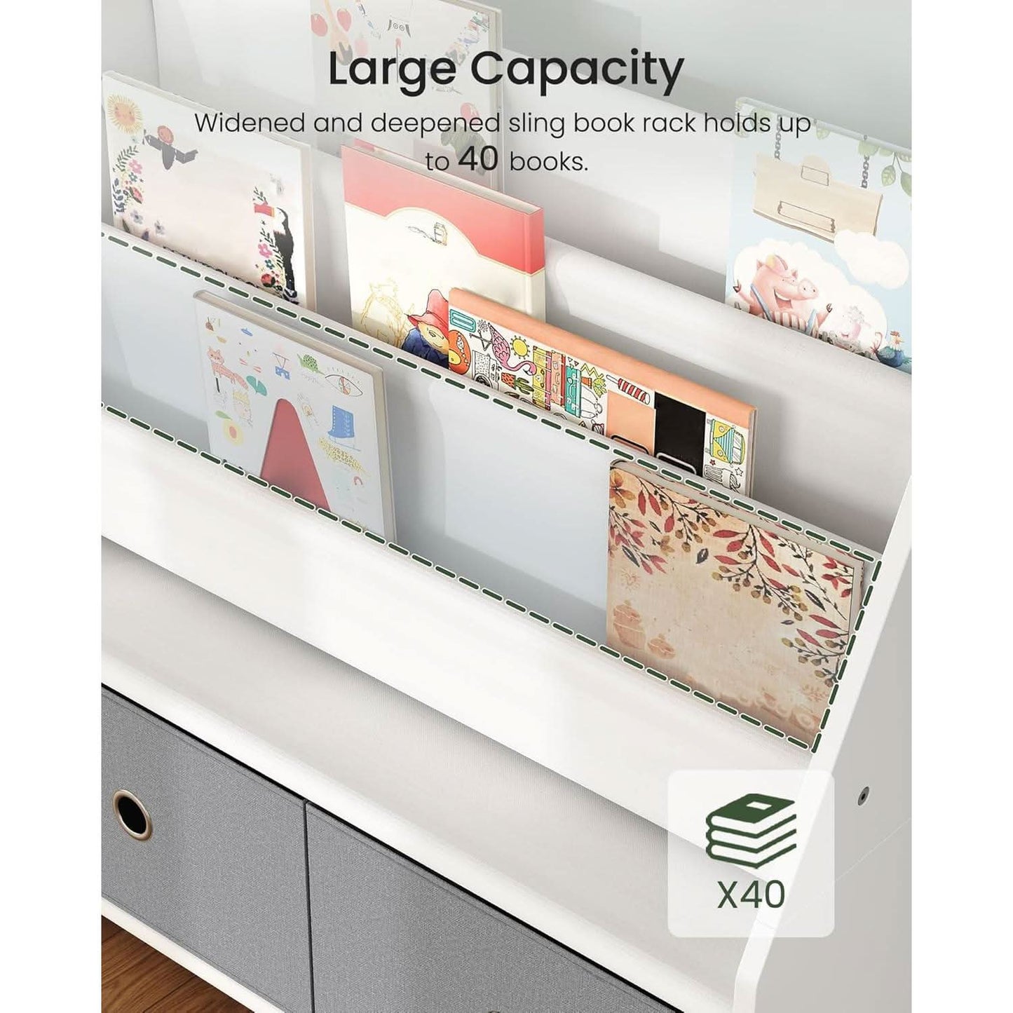 Kids Bookshelf And Toy Storage 4 Tier Book Rack White Gray-4