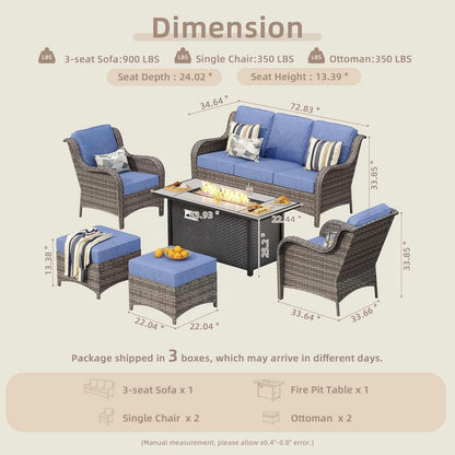 Patio Furniture Set With 53 Inch Gas Fire Pit Table-1