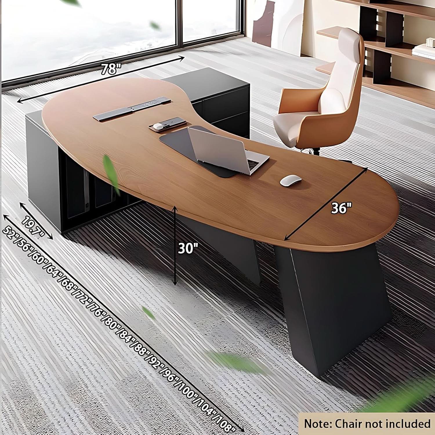 L Shaped Desk With Solid Wood 80 Inch Executive Work space Desk-1