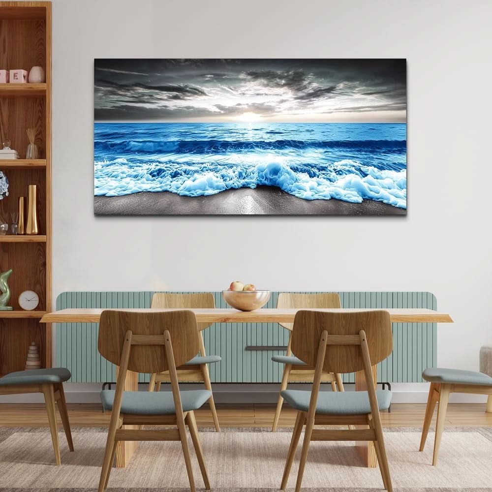 Blue Ocean Seascape Museum Quality Canvas Art 20x40-4