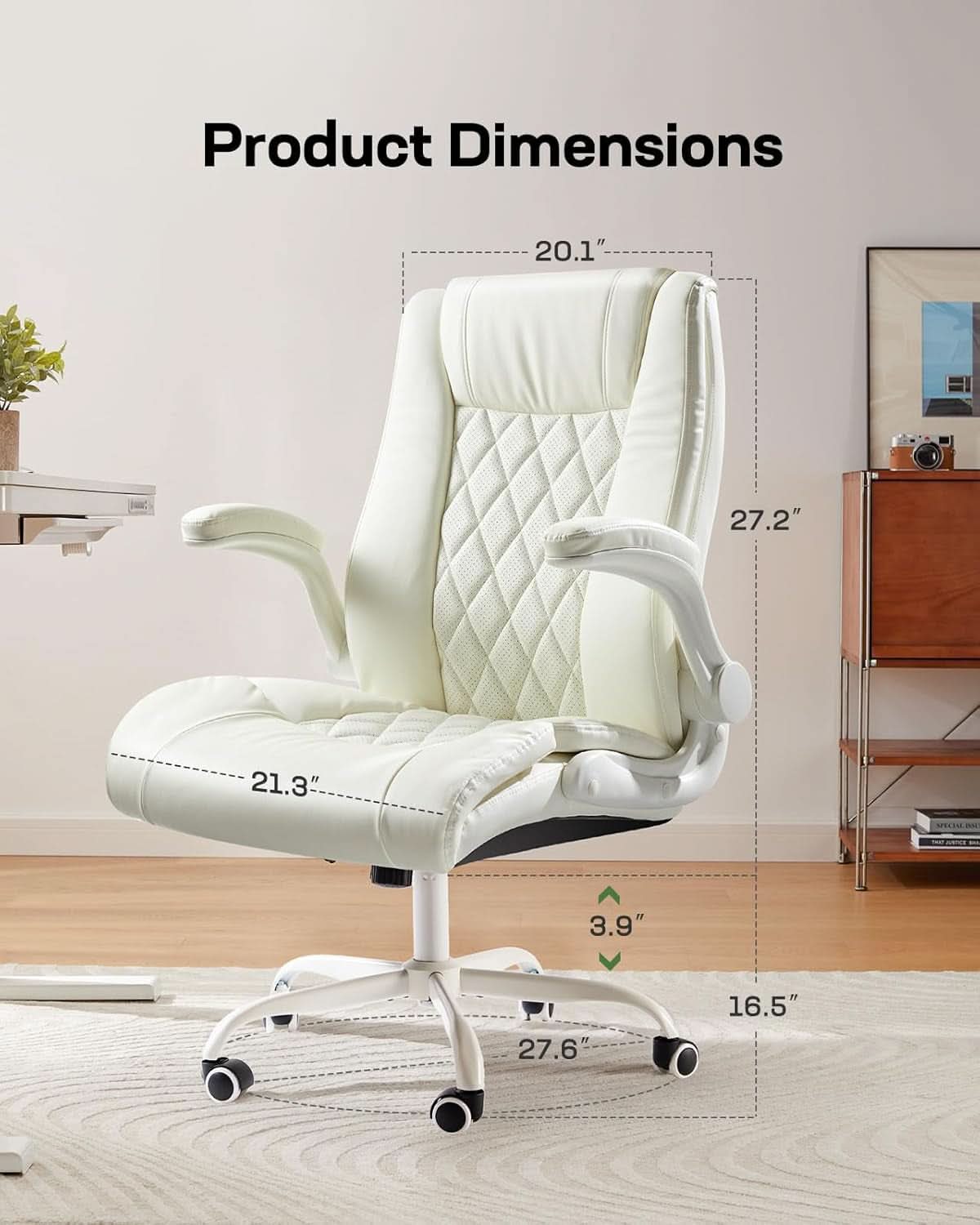 PU Leather Executive Office Chair With Flip Up Armrests-1