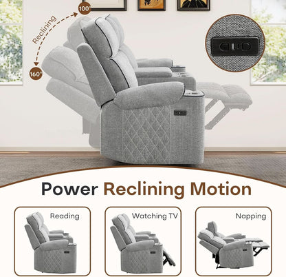 Light Grey High Performance Power Recliner Sofa Set-2