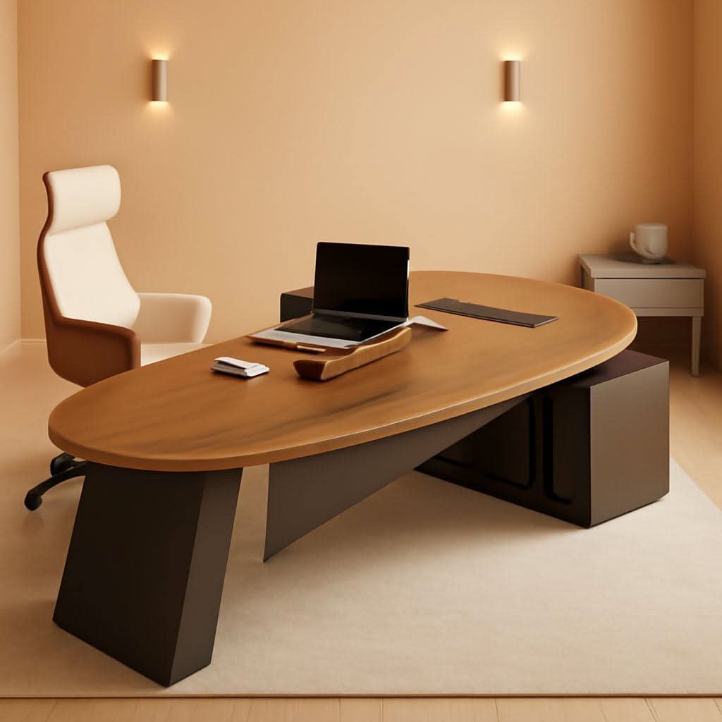 L Shaped Desk With Solid Wood 80 Inch Executive Work space Desk-0