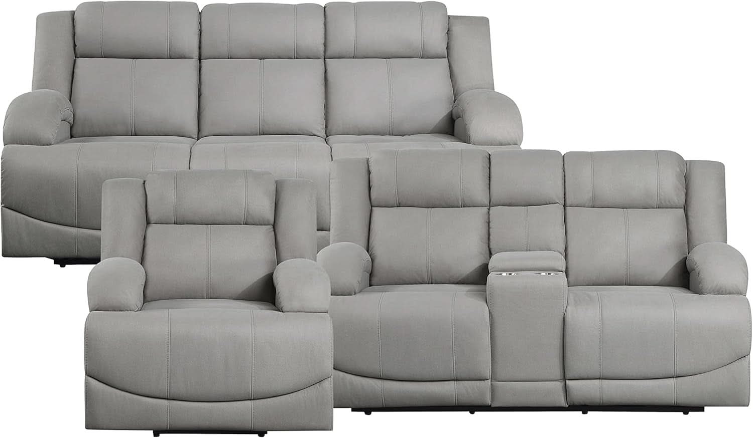 Landwood 3 Piece Power Reclining Living Room Set Gray-1