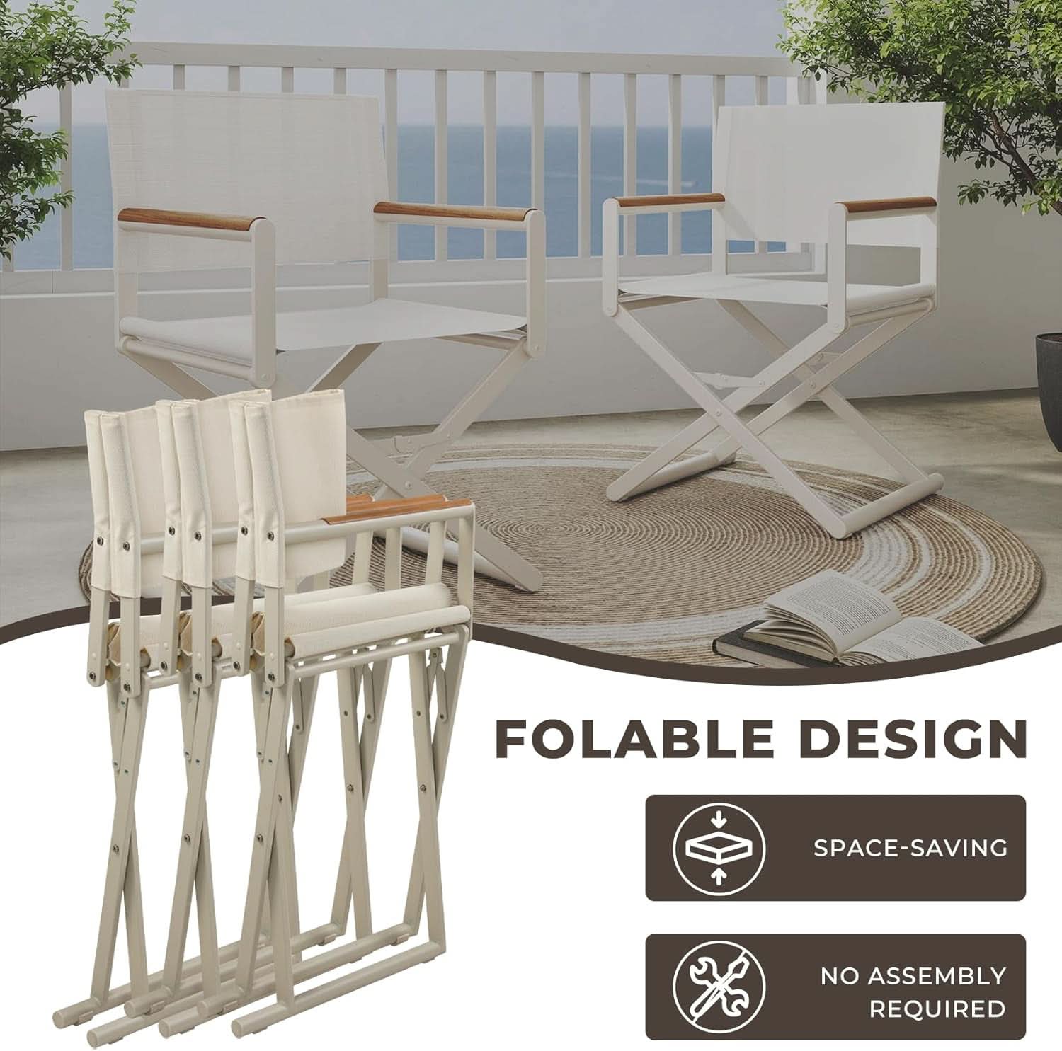 11 Piece Outdoor Dining Set Apricot Sling Mesh Chairs With Wood Grain Expandable Table For 6 To 8-3