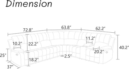 Power Reclining Leather Sectional Sofa Black Home Theater-1