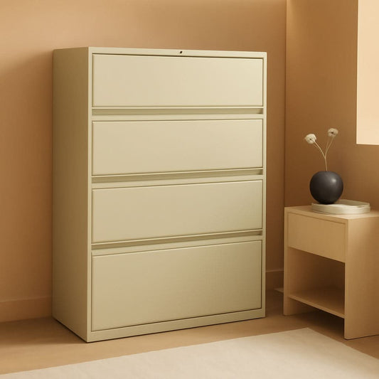Putty 5 Drawer Lateral File Cabinet With Lock Office Filing-0
