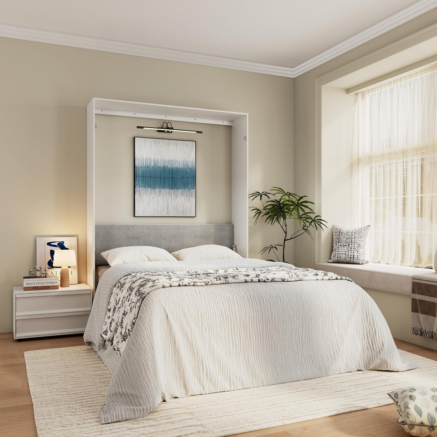 Queen Murphy Bed 85 Inch Wall Bed Frame With Hydraulic-2
