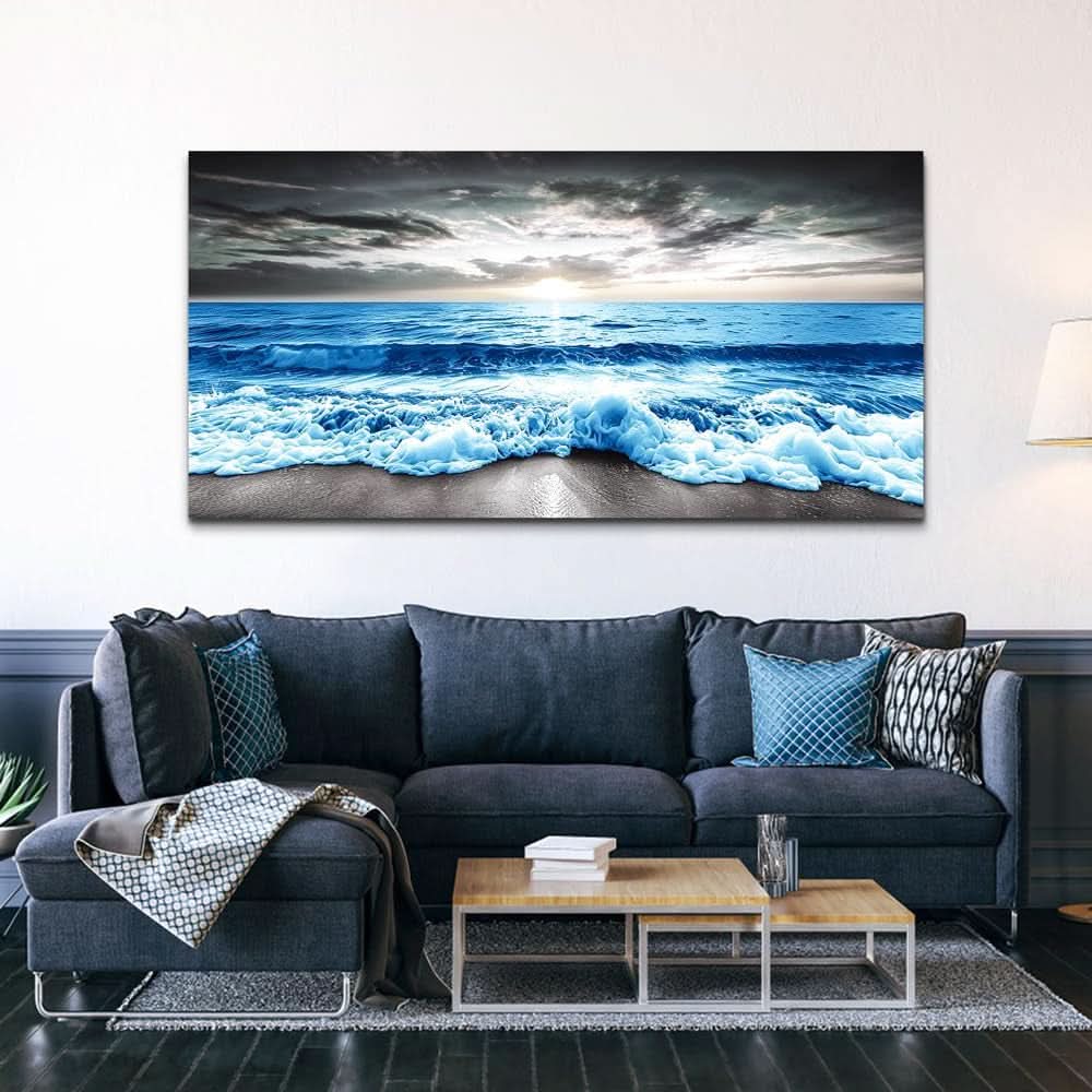 Blue Ocean Seascape Museum Quality Canvas Art 20x40-3
