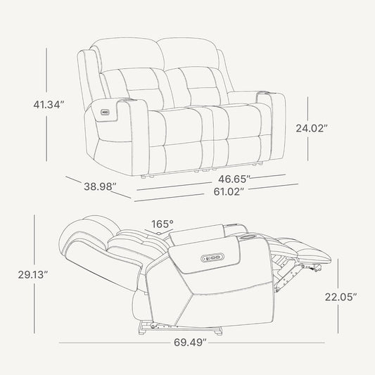 Saddle Brown Leather Power Headrest Loveseat Recliner-1